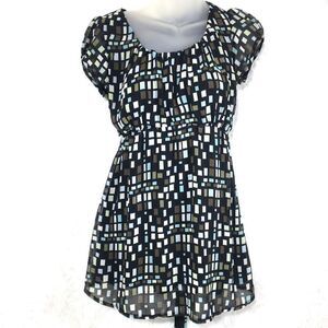 H&M Mama Puff Short Sleeves Abstract Design Maternity Blouse tunic